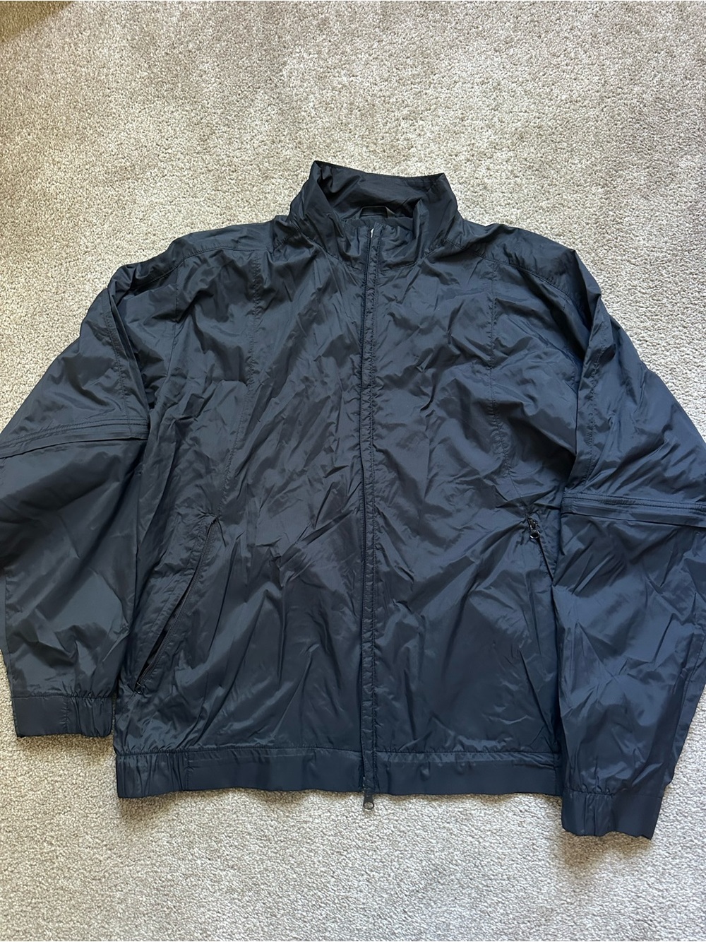 Nike Golf Men’s Black Full Zip Nylon Removable Sleeves Windbreaker Jacket Sz M